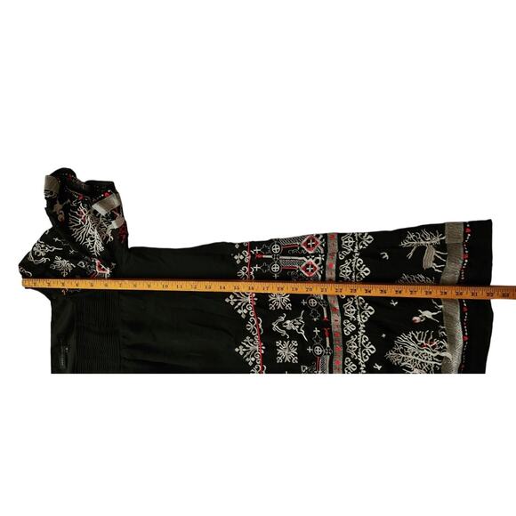 Marc By Marc Jacobs Silk Dress Sz 4 Embroidered Lined Reindeer Christmas Festive - Picture 7 of 9